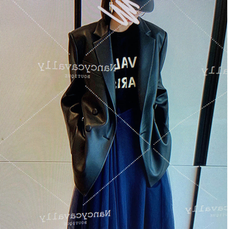 PU leather suit silhouette jacket