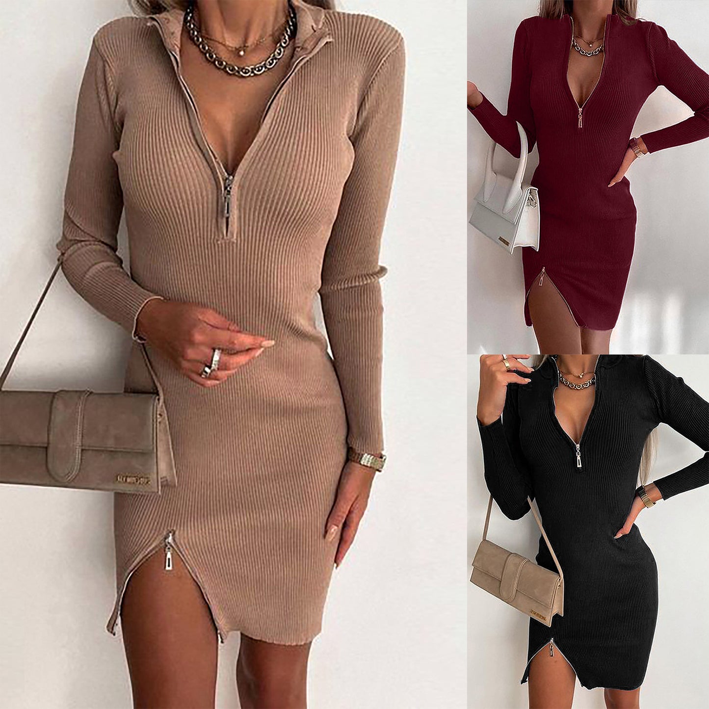 Women's Pit Strip V-Neck Dress
