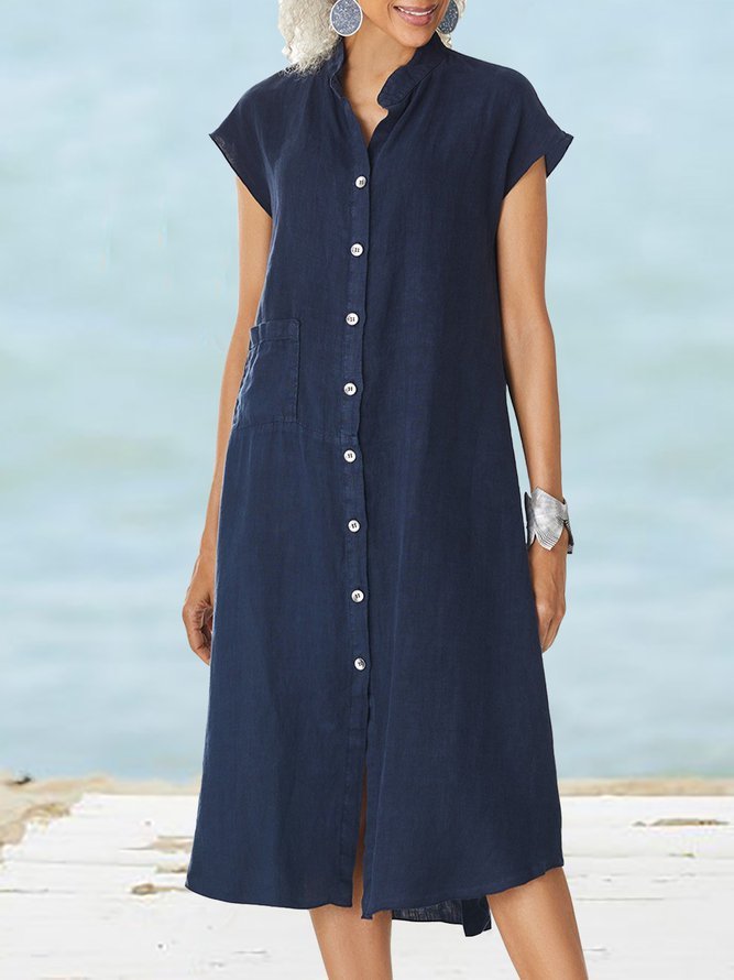 Casual Women's Maxi Dress Plain Loose Pockets
