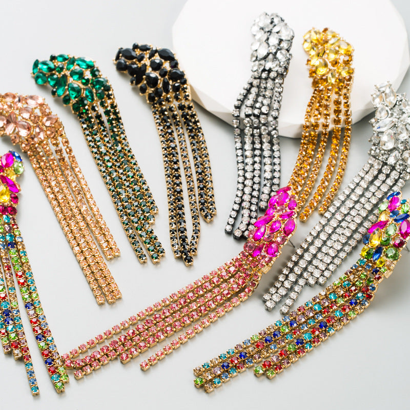 European And American Ins Earrings Exaggerated Long Alloy