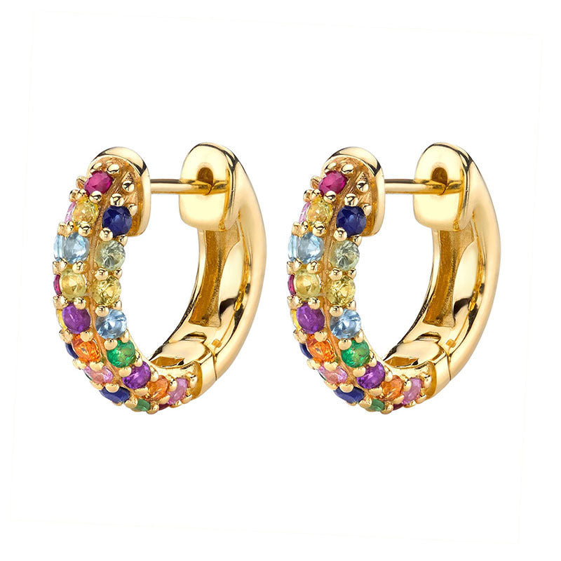 Silver Needle Gold Rhinestone Earrings Women's Geometric