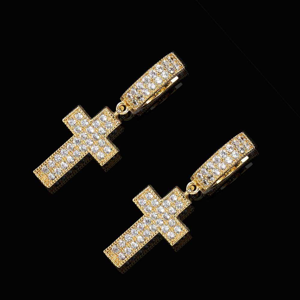 New Double Row Hip Hop Stud Earrings Micro Inlaid Zircon