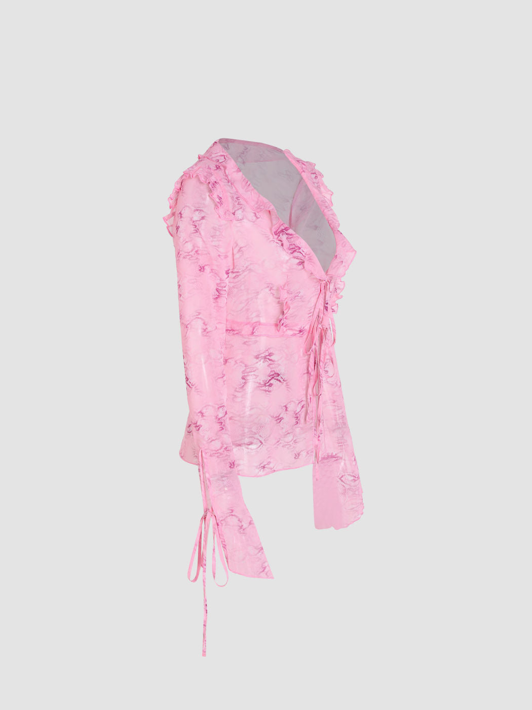 Strappy Lace V-neck Top Chiffon Printed Dress Suit