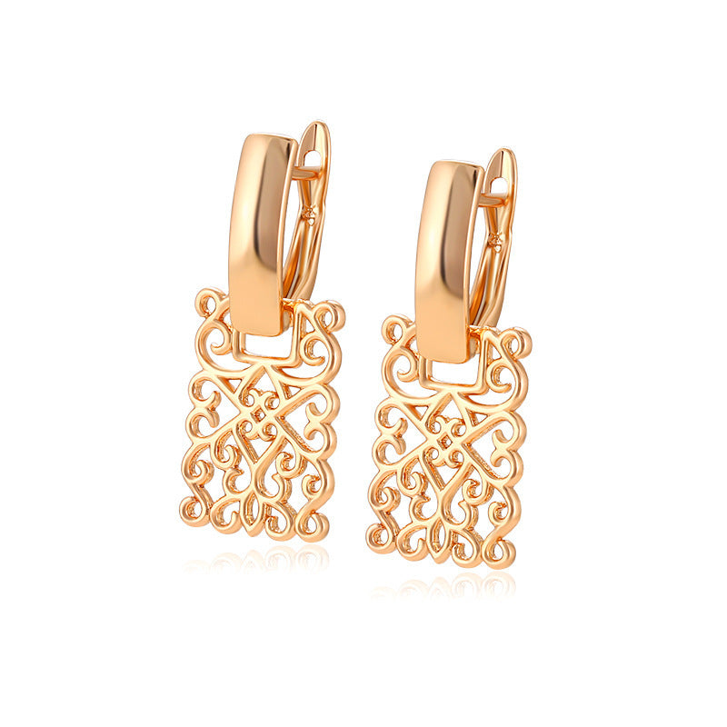 Gold Plated Geometric Square Hollow Earrings