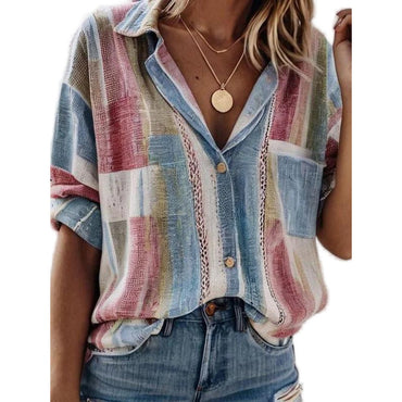 Women's Autumn New Polo Collar Long-sleeved Cardigan Single-breasted Loose Leisure All-matching