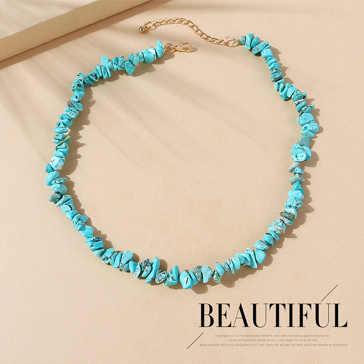 Natural Stone Color Irregular Hand-woven Clavicle Chain