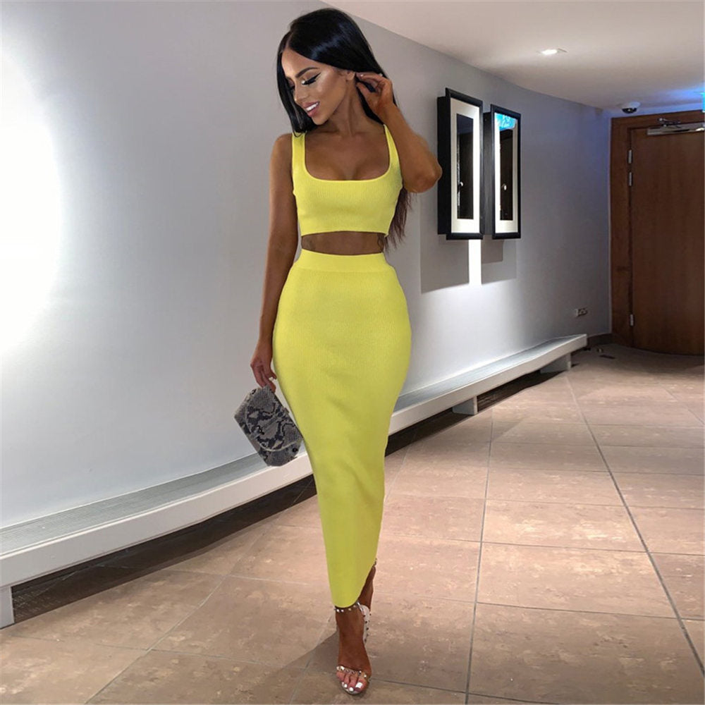 Vest High Waist Midi Skirt Fashion Suit Women