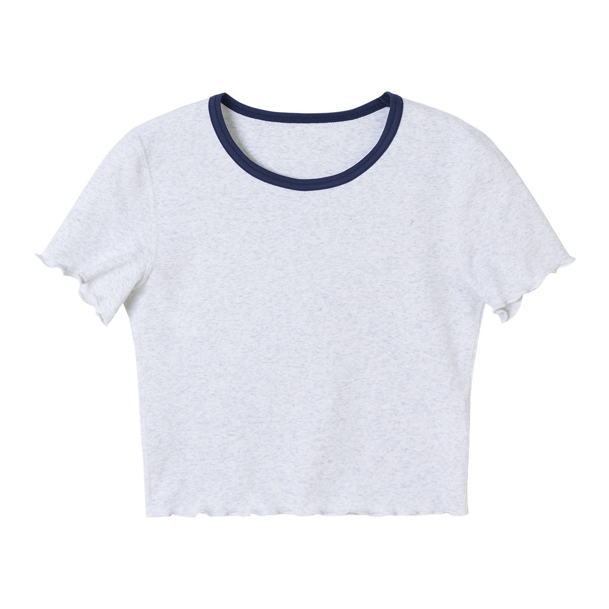 Spring And Summer Women's Rib Knitted Curling Short Short Sleeve T-shirt