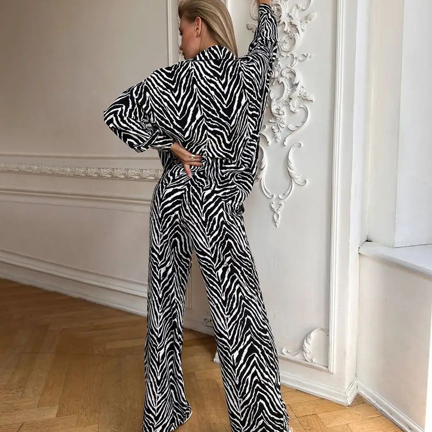 Women's Fashion Loose Striped Printed Homewear - Chic Angle