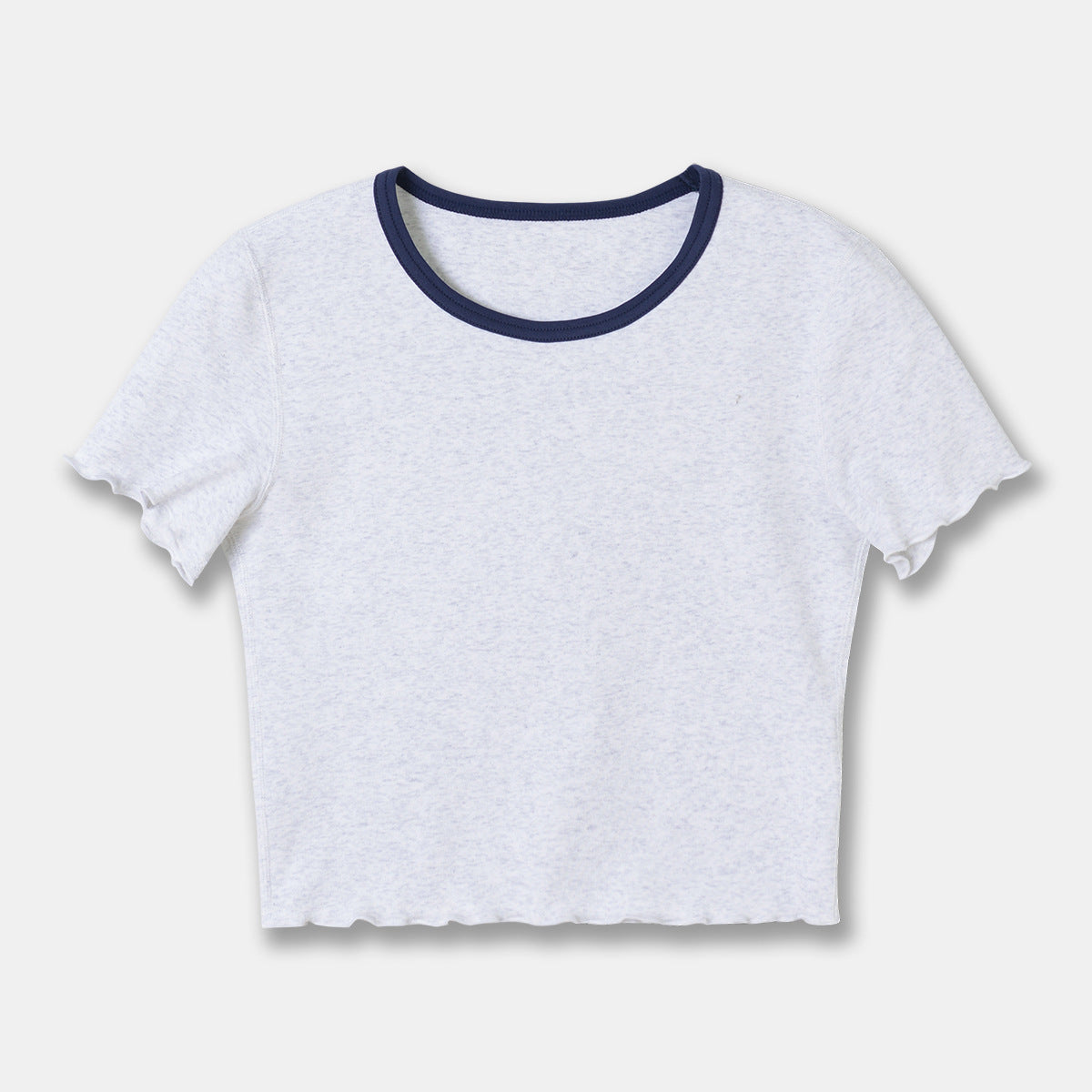 Spring And Summer Women's Rib Knitted Curling Short Short Sleeve T-shirt
