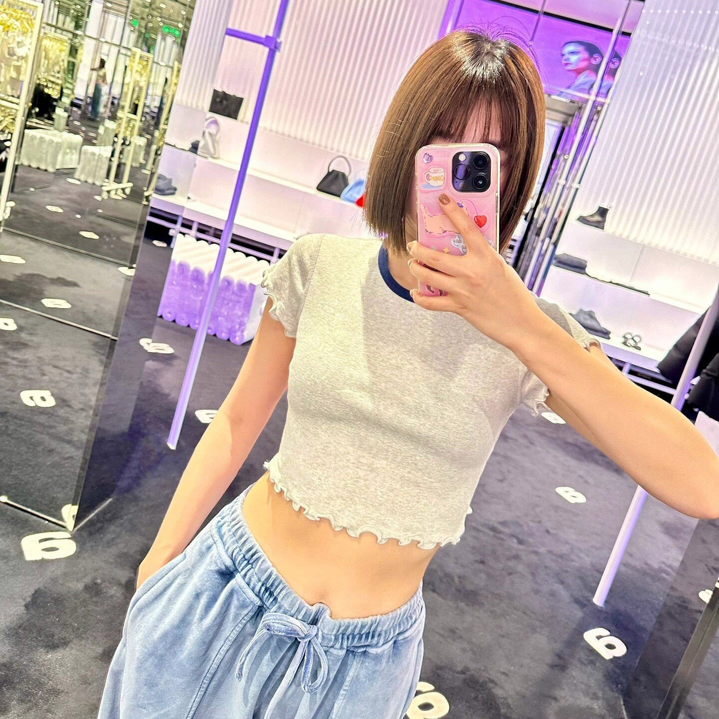 Spring And Summer Women's Rib Knitted Curling Short Short Sleeve T-shirt
