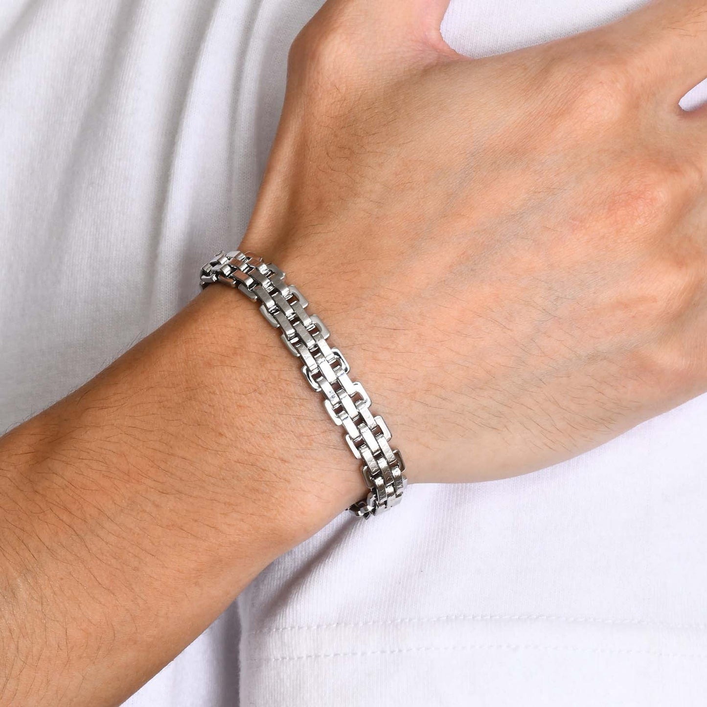 Men's Minimalist Creative Stainless Steel Bracelet - Chic Angle