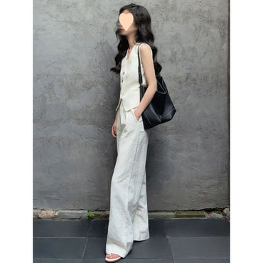 High Waist Wide Leg Pants Two-piece Suit Fashionable - Chic Angle