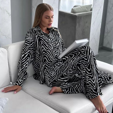 Women's Fashion Loose Striped Printed Homewear - Chic Angle