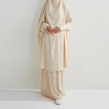 Muslim Fashion Plus Size Two-piece Suit Arabic Djellaba Solid Color - Chic Angle