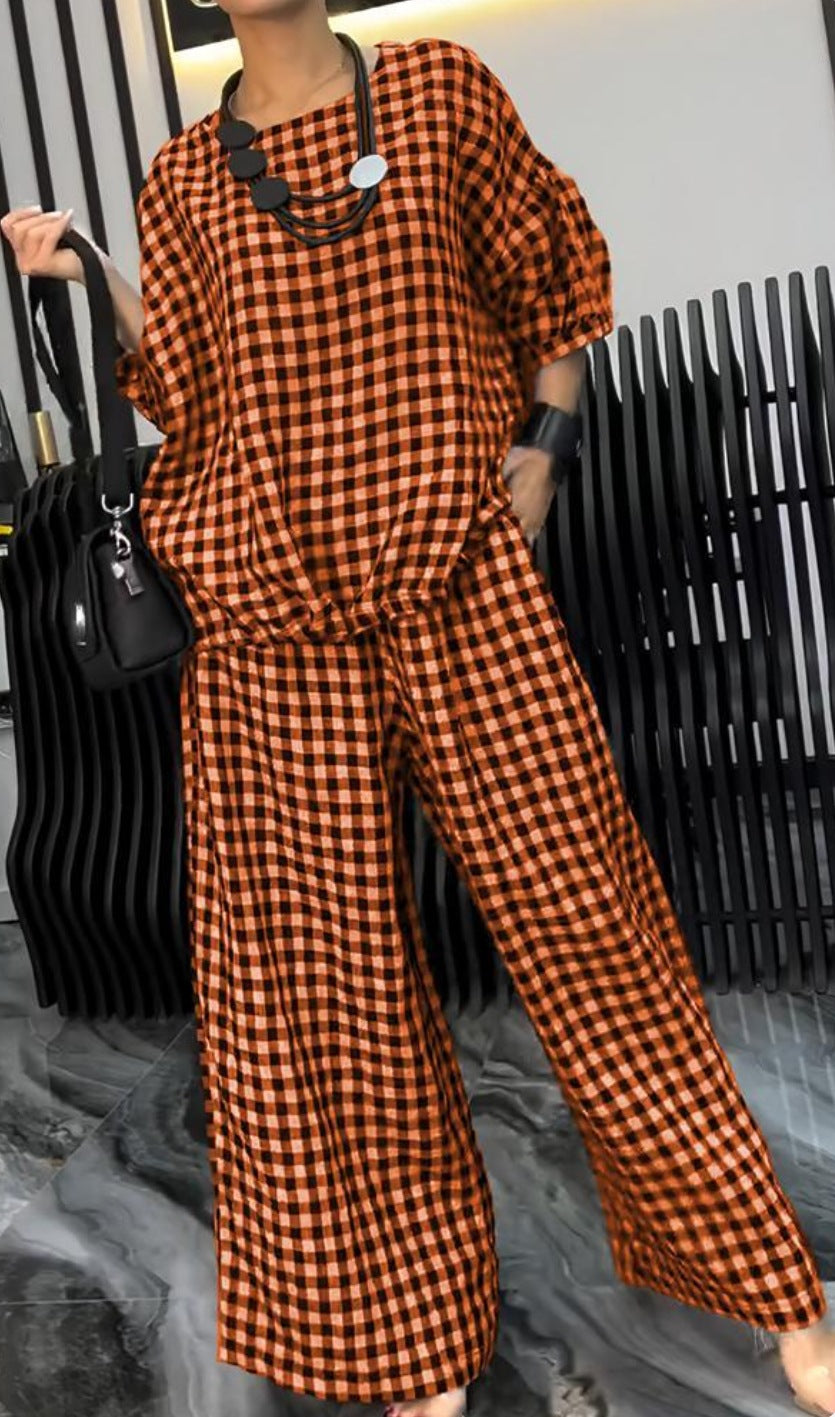 Women's Elastic Drawstring Wide-leg Pants Suit - Chic Angle