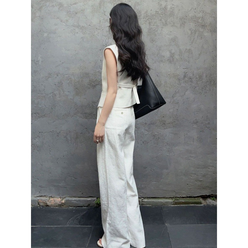 High Waist Wide Leg Pants Two-piece Suit Fashionable - Chic Angle