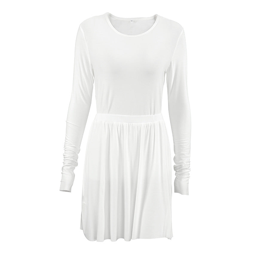 Women's Knitted Slim-fit Stretch Long Sleeve Short Skirt Two-piece Set - Chic Angle