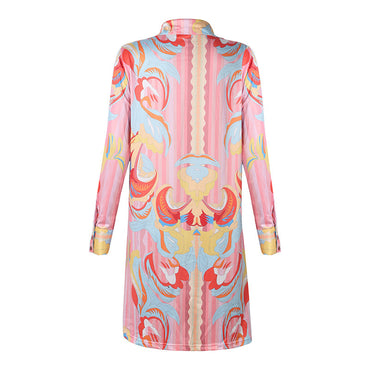 New Ladies' Printed Loose Lapel Dress