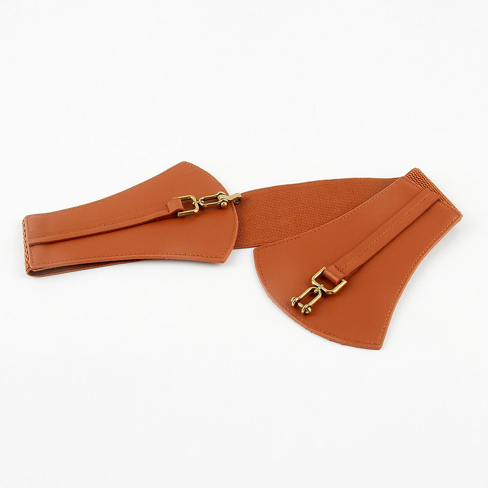 Waist seal female waist decoration shirt dress with a sense of high-grade belly cover fan-shaped buckle high elastic network red