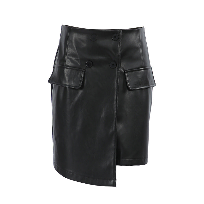 European And American Girl Leather Hip Skirt Female Punk Dark A Word