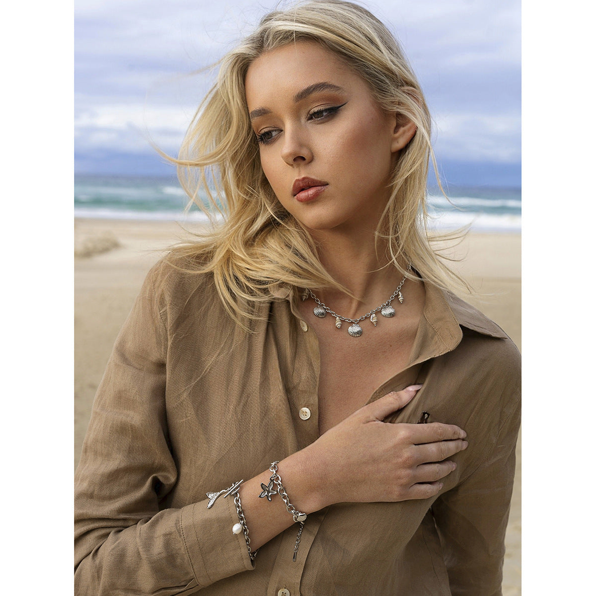 Stainless Steel Starfish Shell Conch Bracelet For Women Fashion Beach Bracelets Birthday Jewelry Gifts - Chic Angle