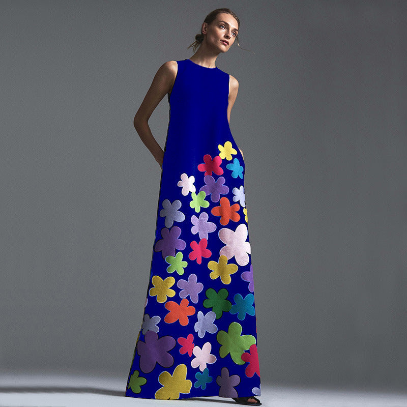 European And American Women's Sleeveless Printed Dresses