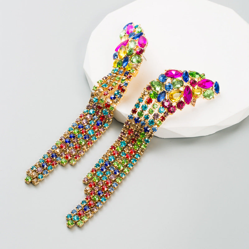 European And American Ins Earrings Exaggerated Long Alloy