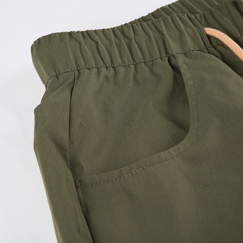 Fashion Pentagram Loose Drawstring Straight-leg Pants Retro Army Green Dance Casual Pants