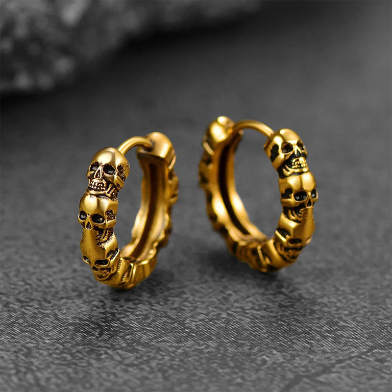 American Earrings Skull Vintage Texture Earrings