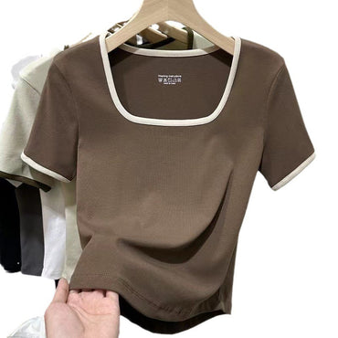 Girl's Short Top Shoulder Bottoming Shirt - Chic Angle