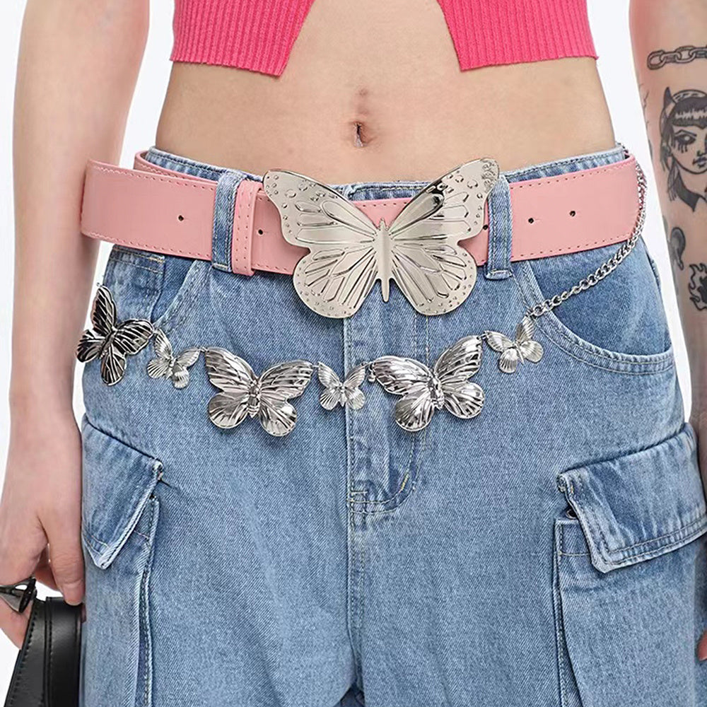 Women's Metal Large Butterfly Belt Simple Vintage Belt Sweet Trend Accessory