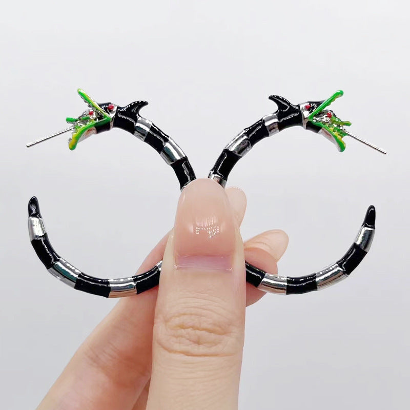 Zodiac Ornament Exaggerated Dripping Dragon Earrings