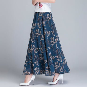 New Summer Chiffon Long Skirt Bohemian Beach Vacation Dress Mid-length Big Hem Skirt