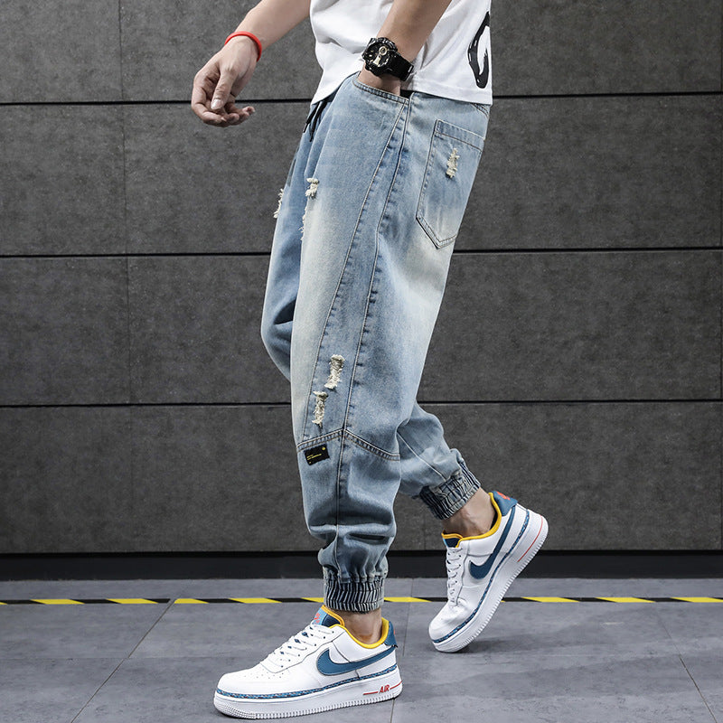 Men's Korean Style Cropped Trousers Trendy Casual Loose Harem Pants