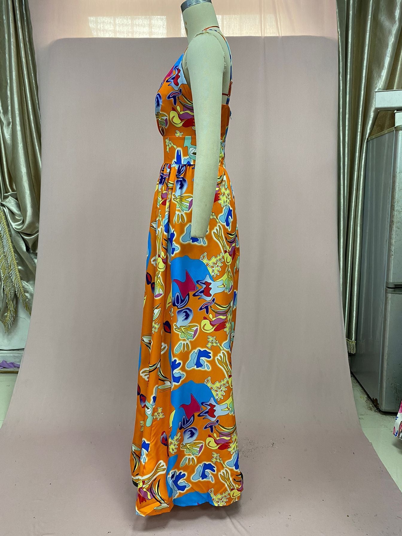 Chiffon Printed Dress Bohemian Vacation Style