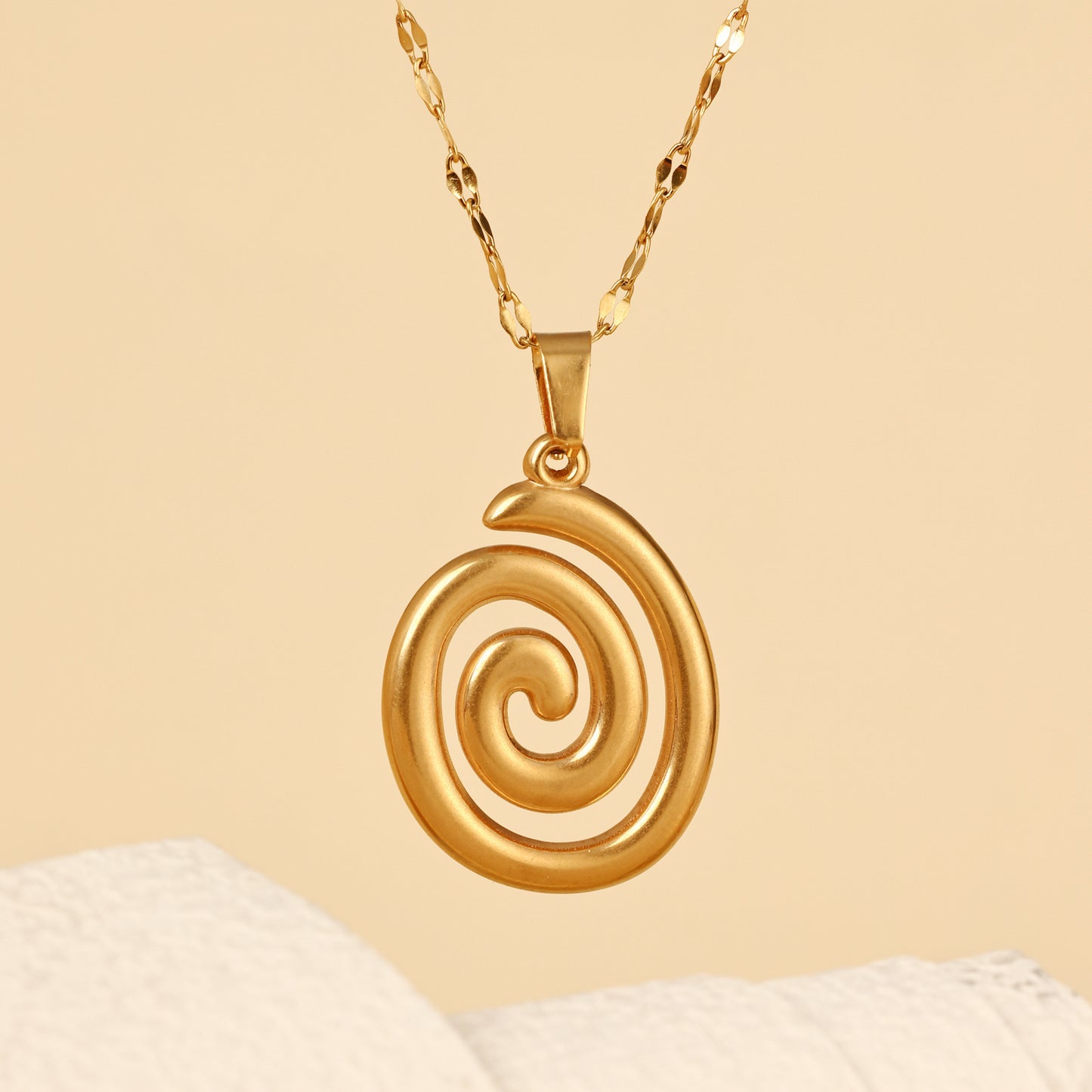 Unique And Niche Design Pendant, Stainless Steel Plated With 18k Gold, Creative And Versatile Geometric Vortex Necklace