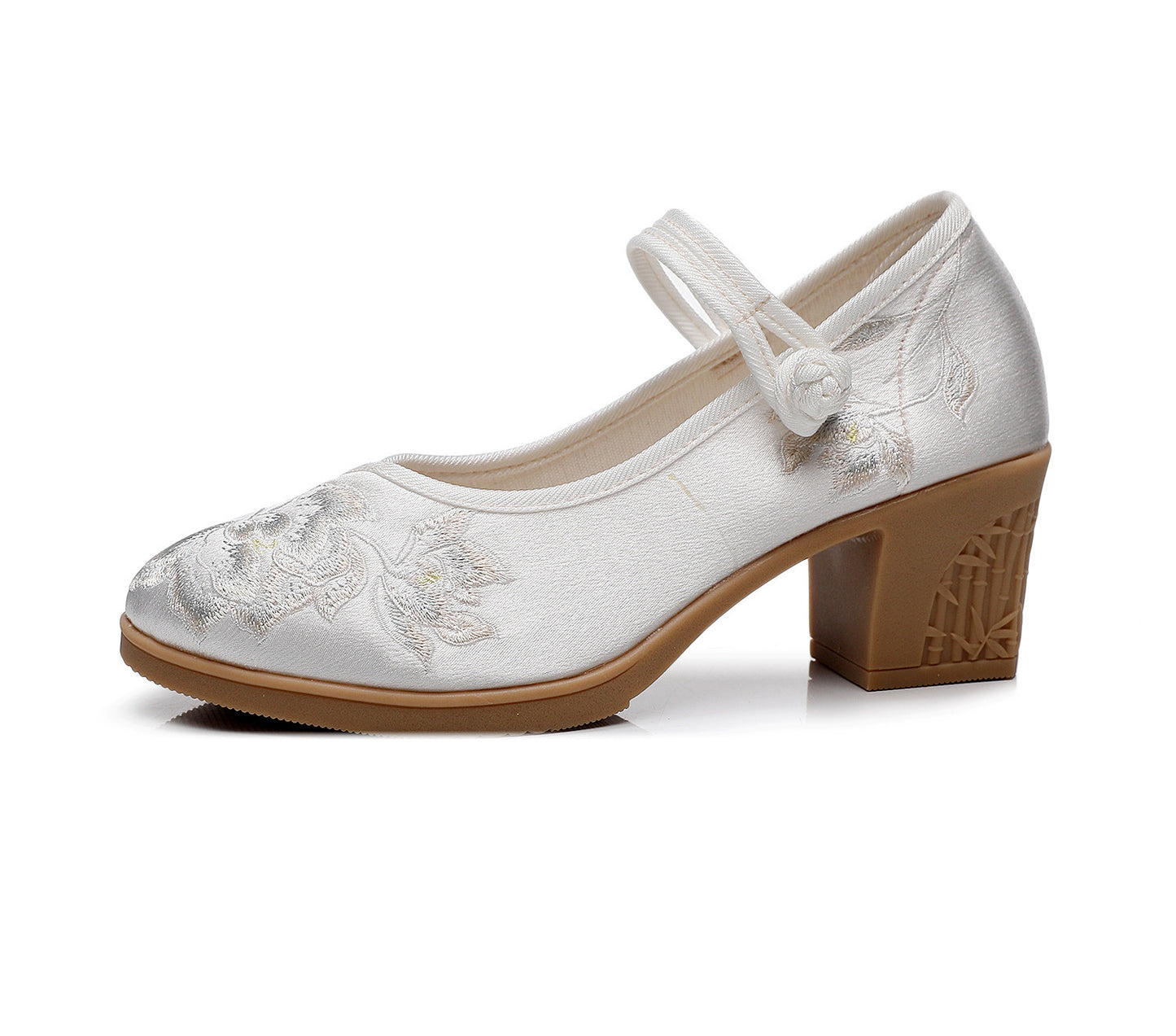 Shallow Mouth Plain Color Matching Horse-face Skirt High Heel Embroidered Shoes