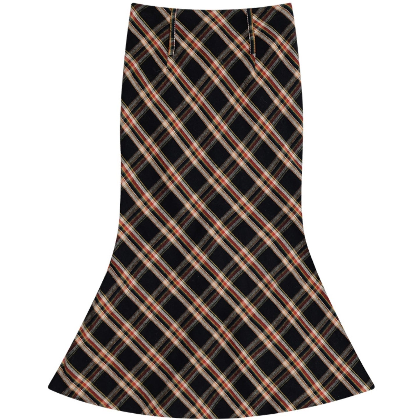 Plaid Mid Length Plaid Half Length Fishtail Skirt