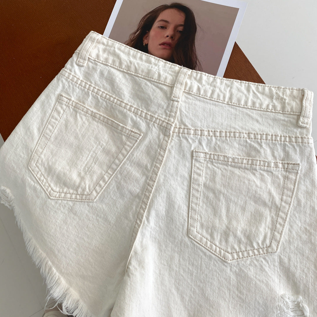 Hot Girl Ripped Frayed Vintage Denim Shorts - Chic Angle