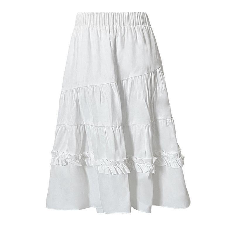 Vintage Cake A- Line Skirt Draping Casual Long Skirt
