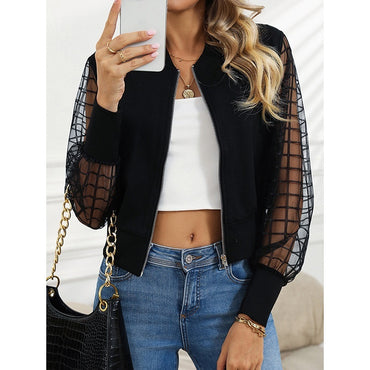 Women European And American Personalized Plaid Mesh Jacket Women Factory Direct Sales