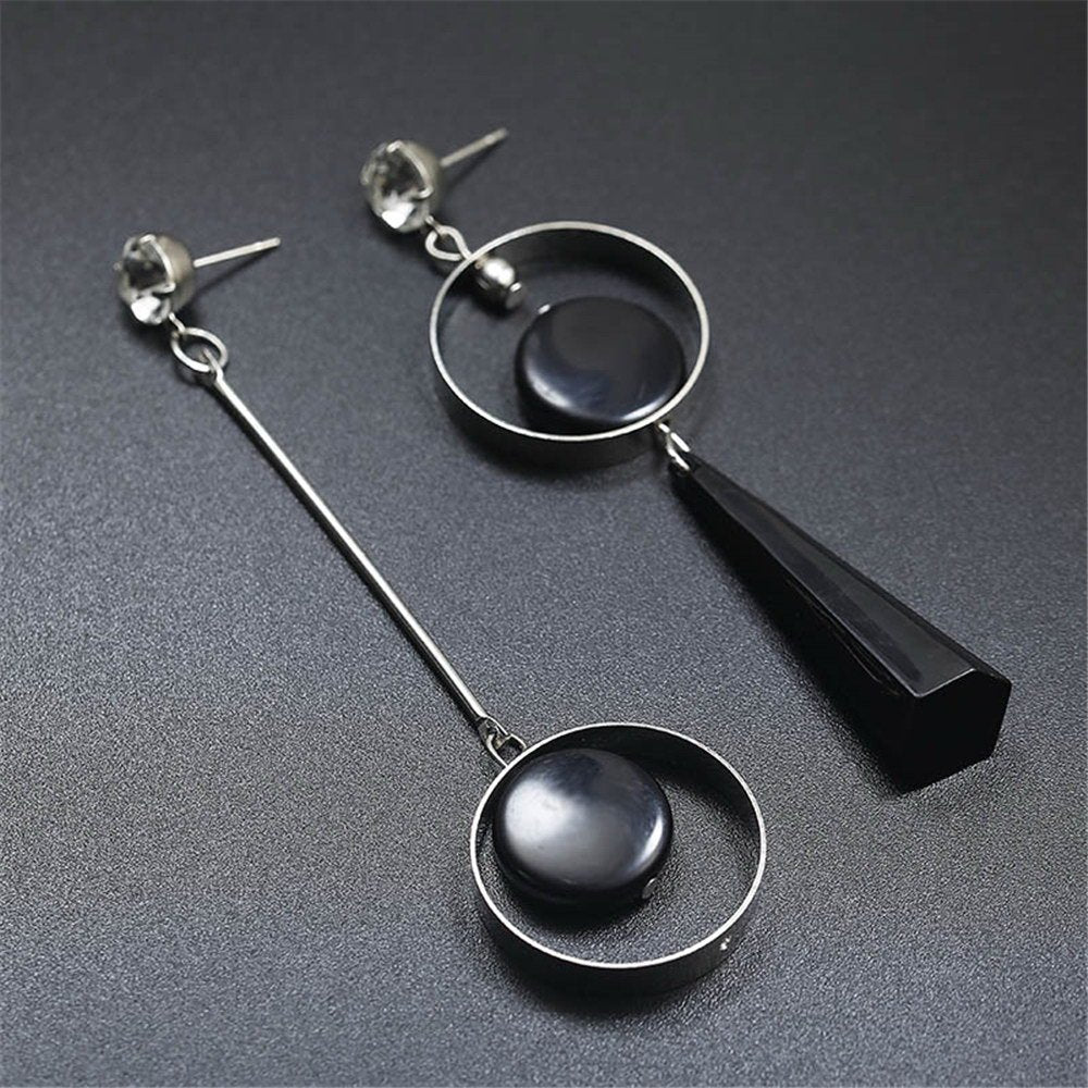 Asymmetric AB version circle European and American fashion exaggerated long earrings