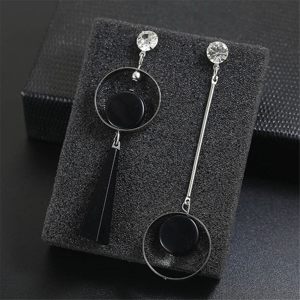 Asymmetric AB version circle European and American fashion exaggerated long earrings