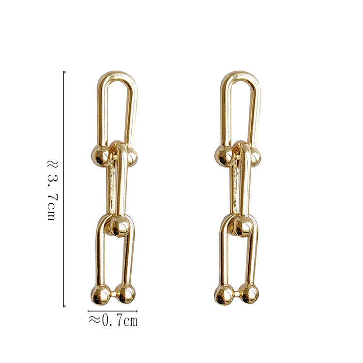 Small U-shaped Cold Wind Chain Earrings