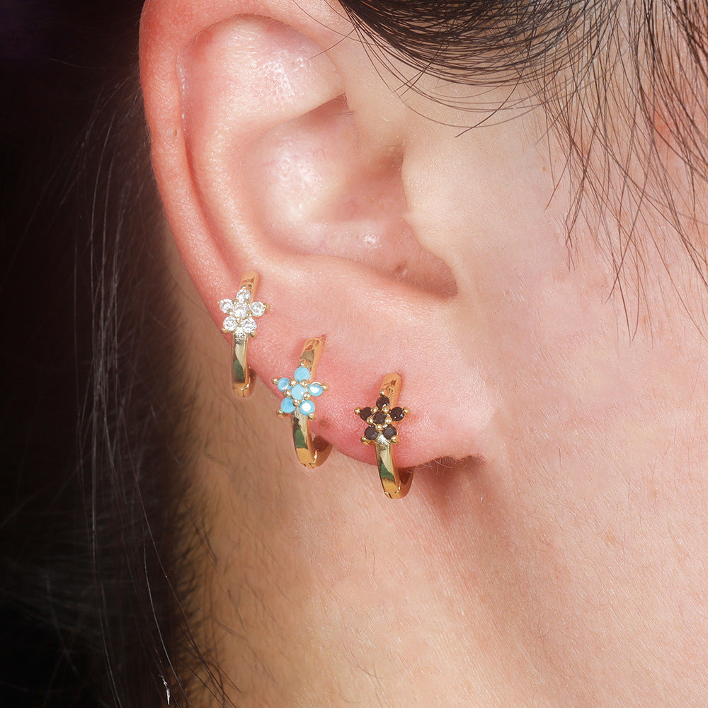 Silver Needle Geometric Stars Rhinestone Earrings Women's Fashion