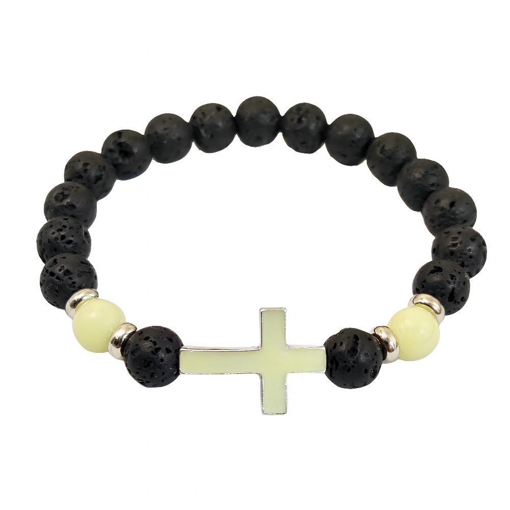 Volcanic Rock Luminous Vintage Bracelet Luminous Cross Bead Bracelet