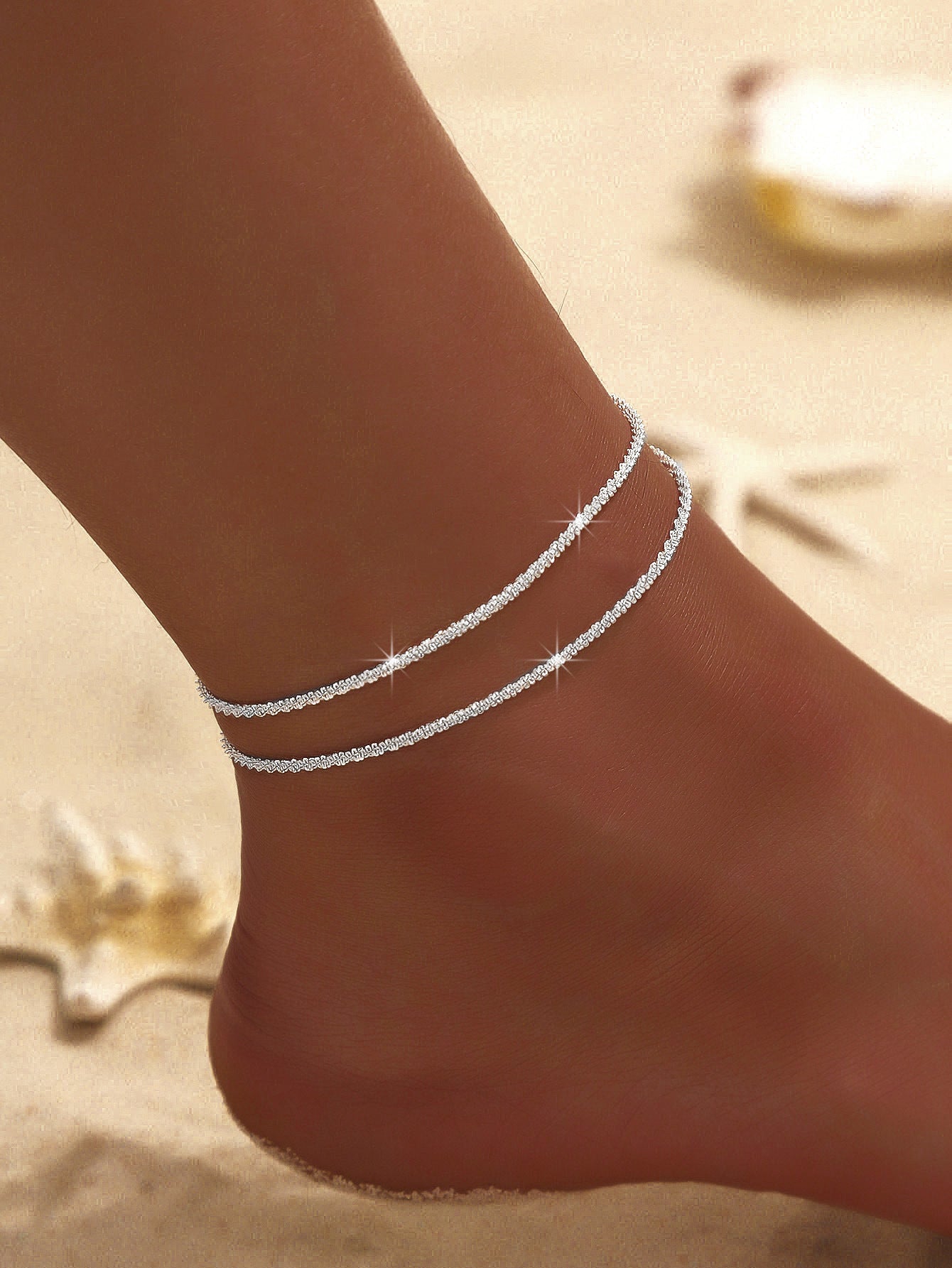 Female Fashion Cross Double-circle Anklet - Chic Angle