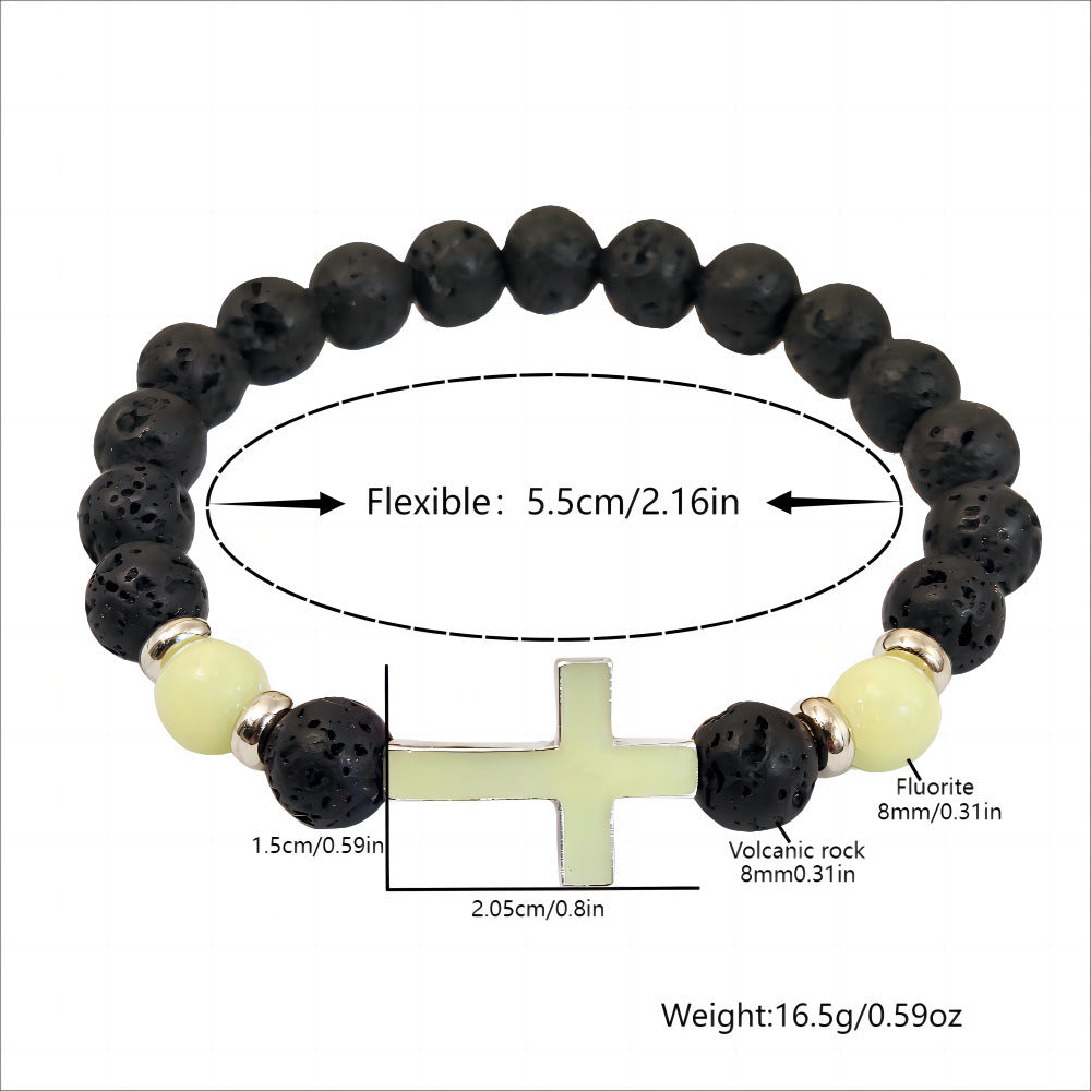 Volcanic Rock Luminous Vintage Bracelet Luminous Cross Bead Bracelet