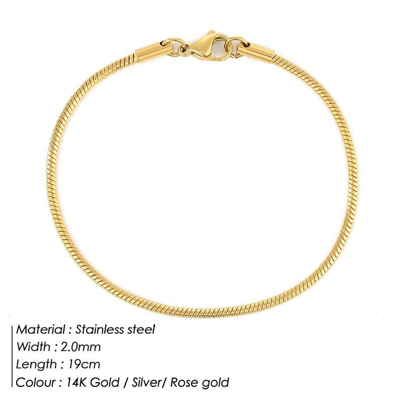 Korean Fashion Stainless Steel Round Snake Bracelet